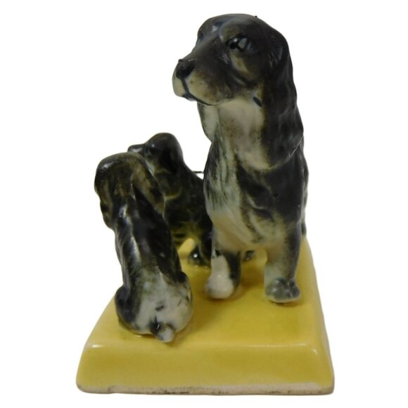 Vintage Spaniel Mom And 2 Babys Figurine 3" x 2.5" x 2" Made in Japan - Picture 2 of 6
